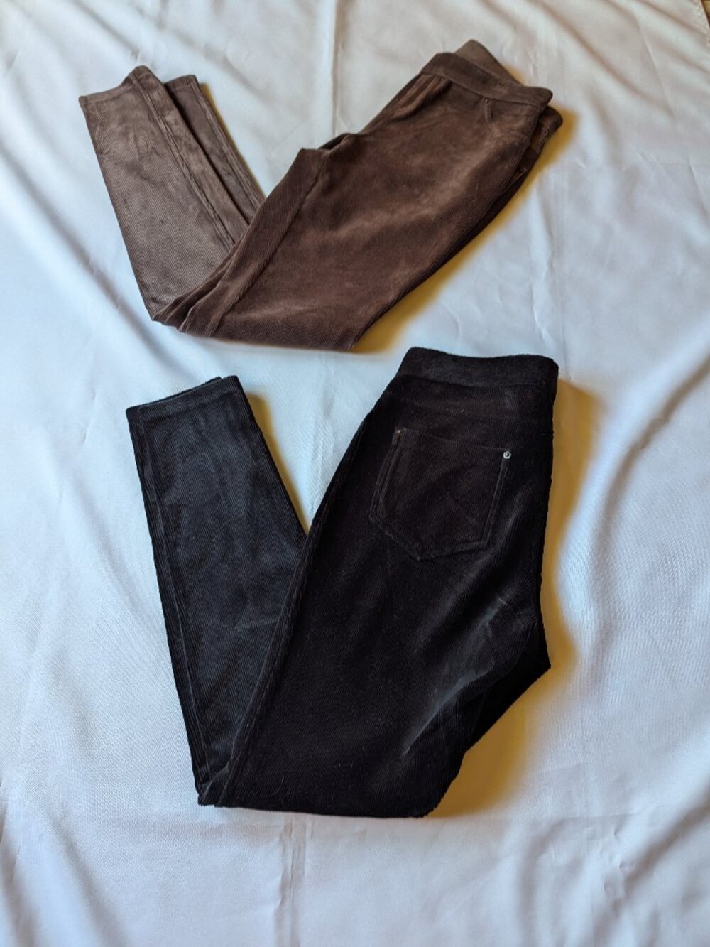 June & Daisy Corduroy Jegging Pants Womens Small Black/Brown Pull On Bundle